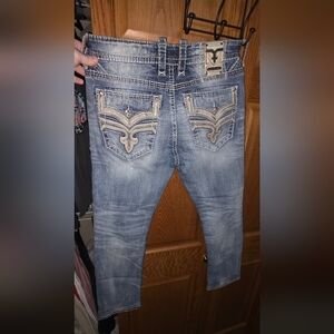 Men's ROCK REVIVAL Light Blue Embroidered Pocket Jeans - Unknown Brand